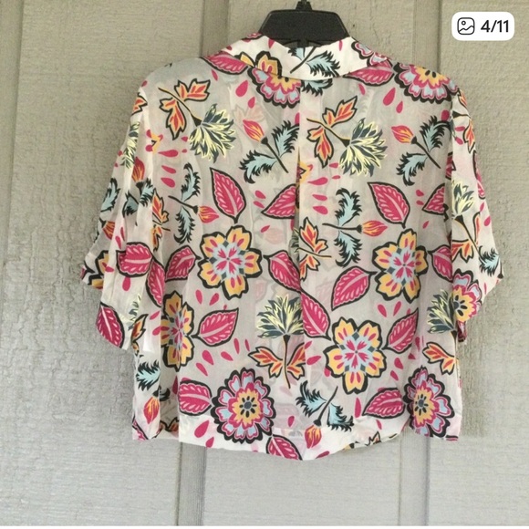 Rag & Bone Floral Mare Cropped Silk Blouse/Shirt NWT $350 Medium - Picture 4 of 11